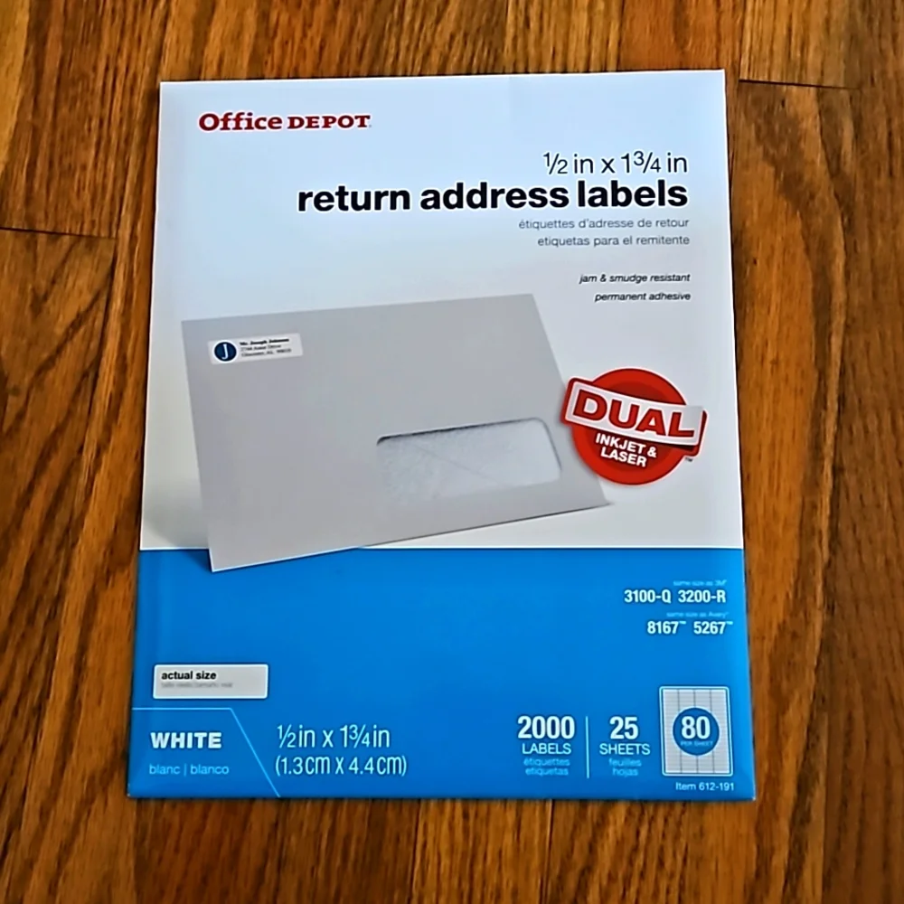 Office Depot Return Address Labels 1/2